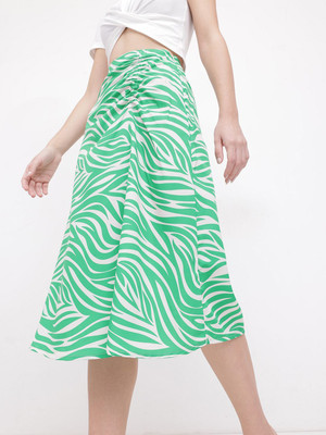 Dressberry Printed Women A-line Green Skirt