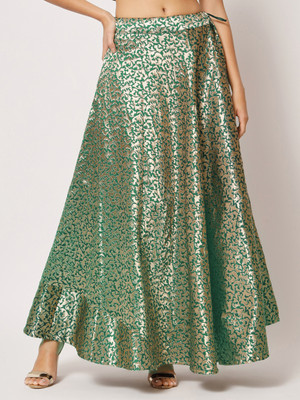 MR Y Woven Women A-line Green Skirt