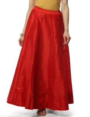 BIBA Solid Women Flared Red Skirt