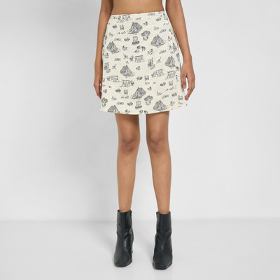 PEOPLE Printed Women A-line White Skirt