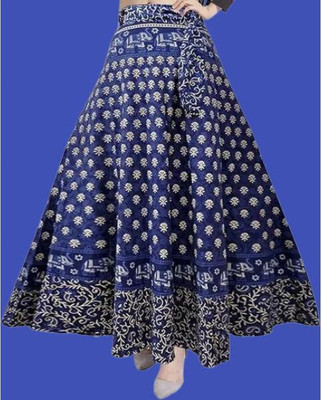 Tankaviss Printed Women Regular Dark Blue Skirt