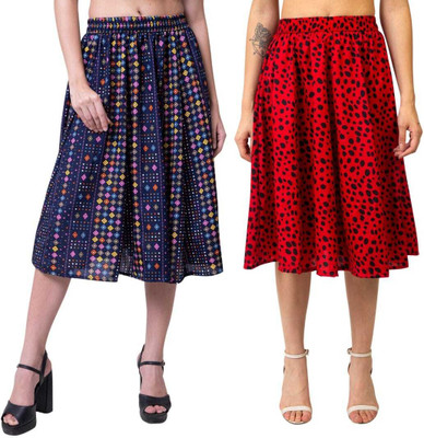 Mannat Diva Printed Women A-line Multicolor Skirt