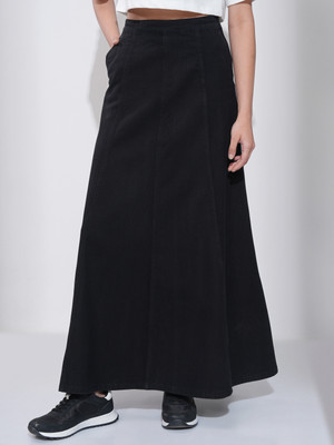 Tokyo Talkies Solid Women A-line Black Skirt
