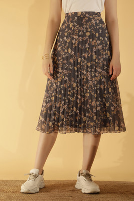 NUEVOSDAMAS Printed Women Flared Brown Skirt