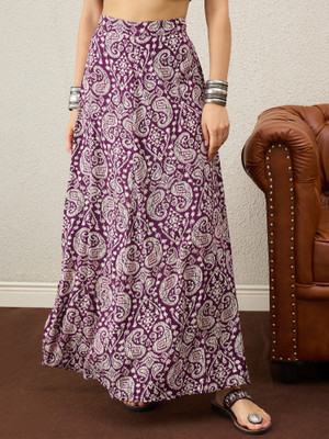 InWeave Paisley Women A-line Purple Skirt