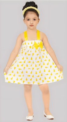 S.SABIR DRESSES Printed Baby Girls A-line Yellow Skirt