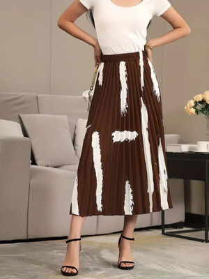 OTABU Printed Women A-line Brown Skirt