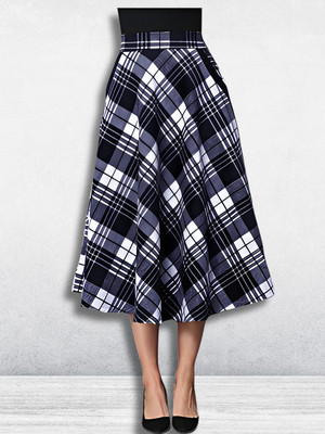 HIALTO Checkered Women Skorts Blue Skirt
