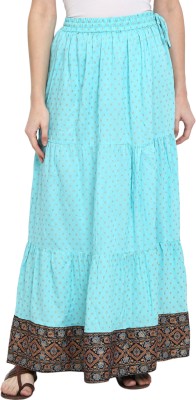 V-MART Printed Women Flared Blue Skirt