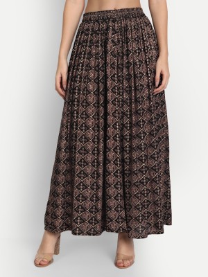 Dada Shopy Printed Women Flared Brown Skirt