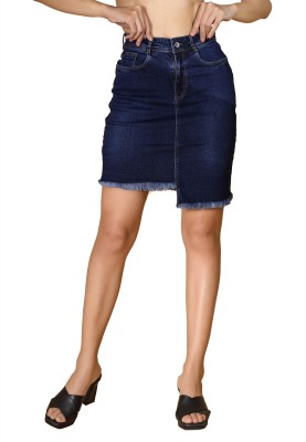 GLOBAL REPUBLIC Solid Women Regular Blue Skirt