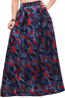 3Buddy Fashion Abstract, Printed Women Flared Blue, Red Skirt