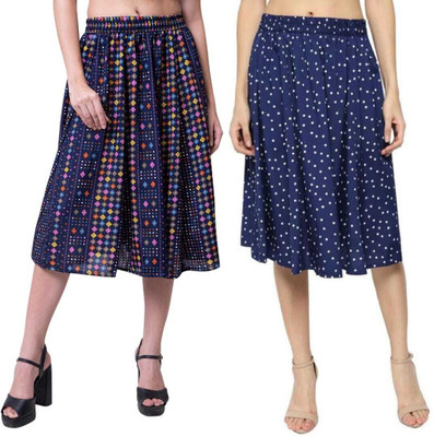 Mannat Diva Printed Women A-line Multicolor Skirt