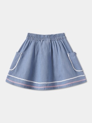 R&B Solid Baby Girls A-line Blue Skirt