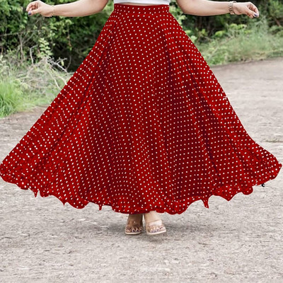 3Buddy Fashion Self Design, Polka Print Women Flared Red, White Skirt