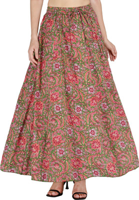 Sttoffa S Printed Women Broomstick Green Skirt