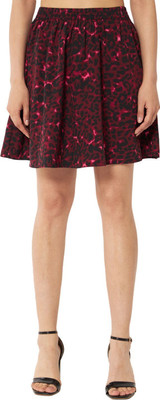OTIRA Animal Print Women A-line Maroon Skirt