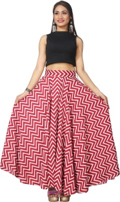 JYESHTA Printed Women Flared Red Skirt