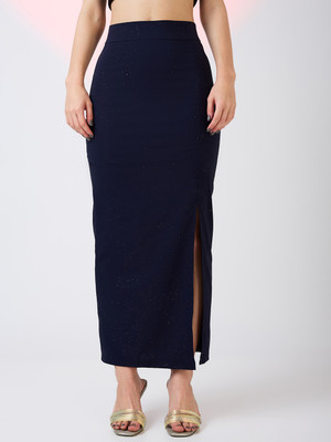 Globus Solid Women Pencil Blue Skirt