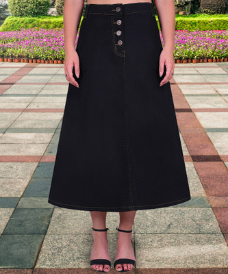 Coutume Collections Washed Women Regular Blue Skirt