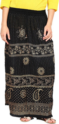 JABAMA Printed Women A-line Black Skirt