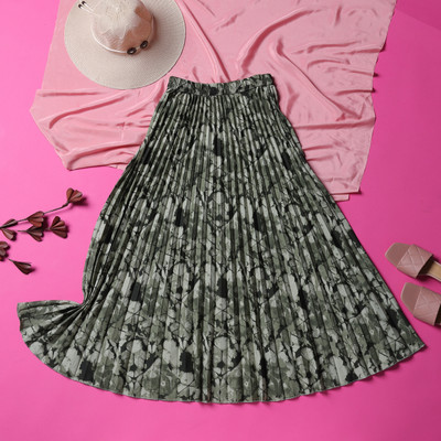 ZWERLON Printed Women A-line Green Skirt