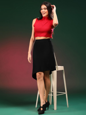 KOTTY Solid Women Regular Black Skirt