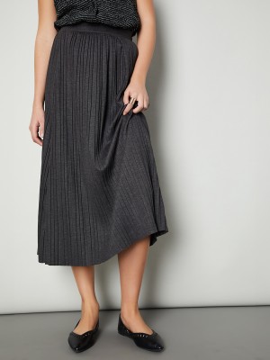 MAX Printed Women Pleated Grey Skirt