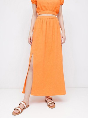 Dressberry Solid Women A-line Orange Skirt