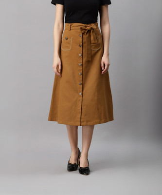 Codaisy Solid Women A-line Brown Skirt