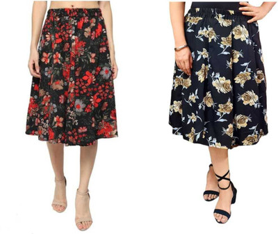 Mannat Diva Floral Print Women Flared Multicolor Skirt