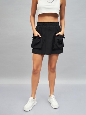 SASSAFRAS Solid Women A-line Black Skirt