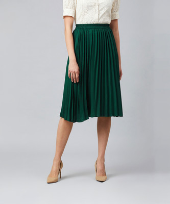 RARE Solid Women Pleated Multicolor Skirt