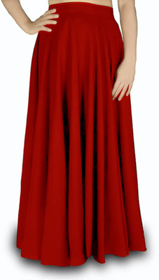 SIDRAQWEEN Solid Women Flared Red Skirt