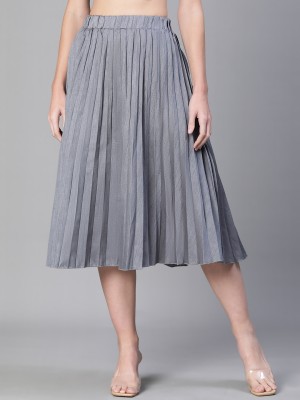 OXOLLOXO Solid Women Straight Grey Skirt