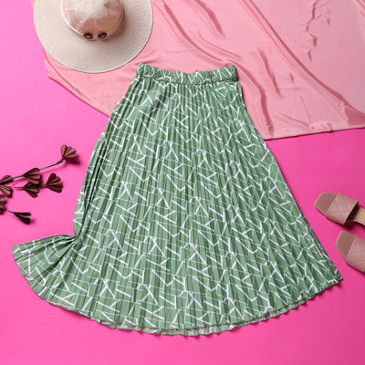 ZWERLON Abstract Women A-line Light Green Skirt