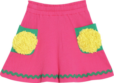 pilolo Solid Girls Regular Pink Skirt