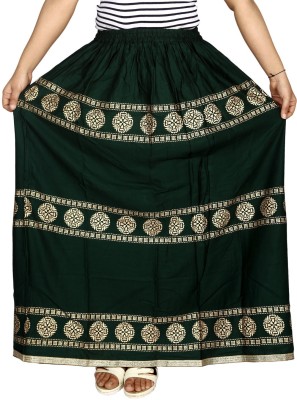 kurtiskirts Printed Women A-line Green Skirt