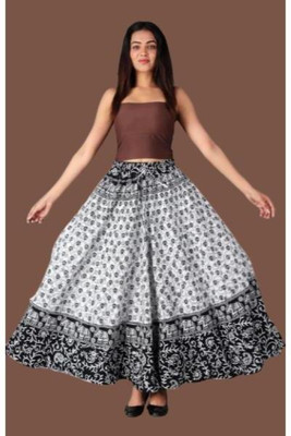 Tankaviss Printed Women Regular White Skirt