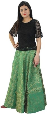 Hautemoda Floral Print Women Flared Green Skirt