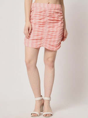 METRONAUT Striped Women Regular Pink Skirt