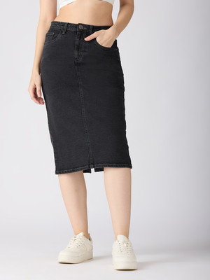 Globus Solid Women Pencil Black Skirt