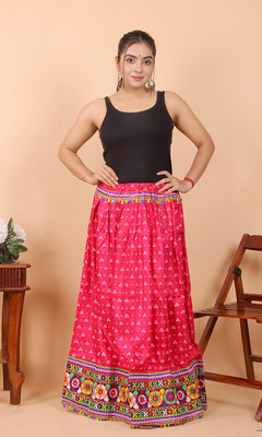 pk hub Printed Women Flared Pink Skirt