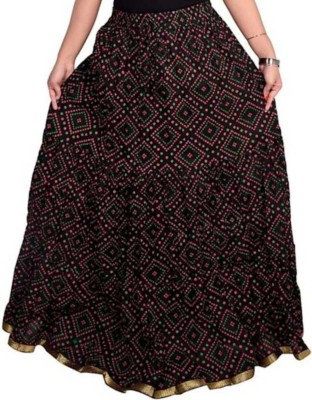 Krishika Printed Women Flared Black Skirt