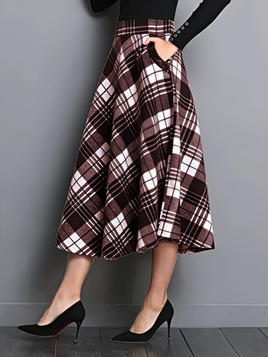 HIALTO Checkered Women Skorts Maroon Skirt