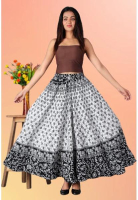 Tankaviss Printed Women Regular White Skirt
