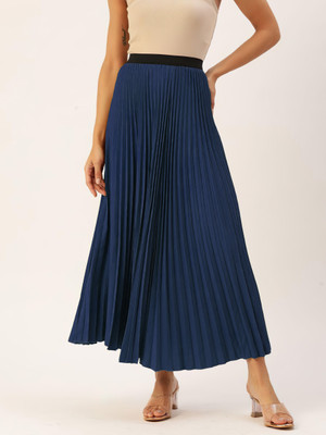 ZWERLON Solid Women Flared Dark Blue Skirt