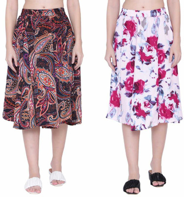 Mannat Diva Printed Women A-line Multicolor Skirt