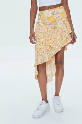 FOREVER 21 Floral Print Women A-line Multicolor Skirt