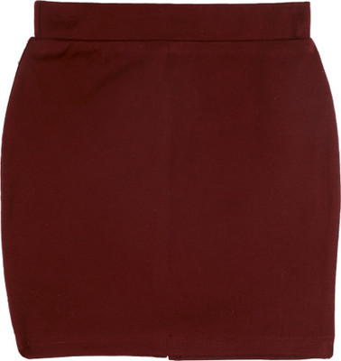 Aww Hunnie Solid Girls Pencil Maroon Skirt